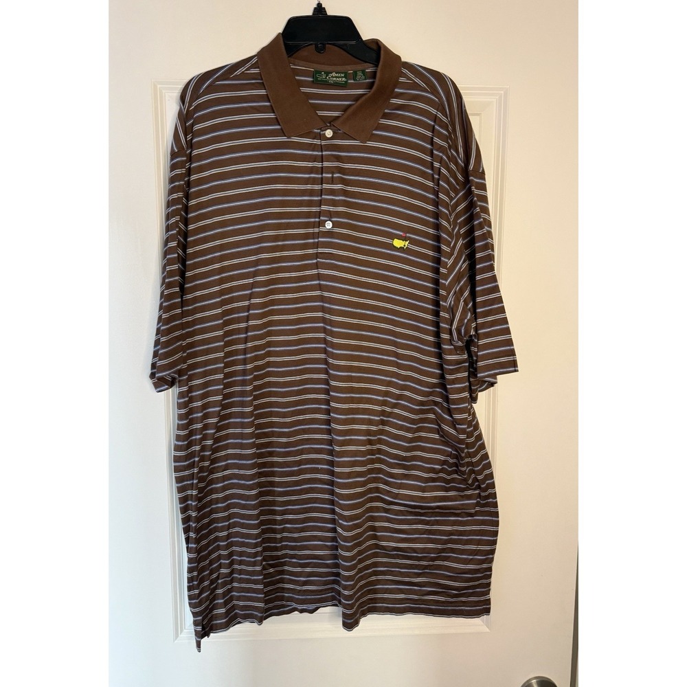 Amen Corner Masters Polo Shirt XXL Brown Striped Augusta National Golf